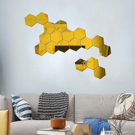 stickers Muraux Miroirs Hexagonaux - Dors, Lentilles Flexibles Non Vitres Stickers Pour La Dcoration Murale De La Maison (1/3)