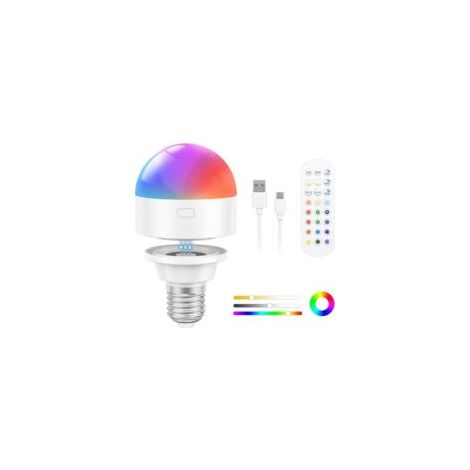 Wiederaufladbare Glühbirne mit kabellosem Magnetladegerät und USB-C-Anschluss mit Fernbedienung, E27-LED-Glühbirne mit herausnehmbarem 3-W-Akku (1800 mAh) - Crezuo (1/4)