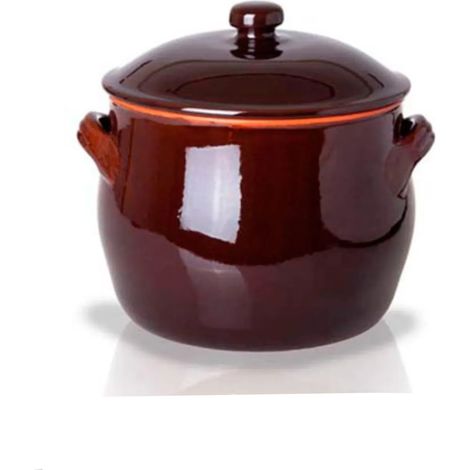 Benegiamo pentola in terracotta con coperchio 2 manici ø24 cm