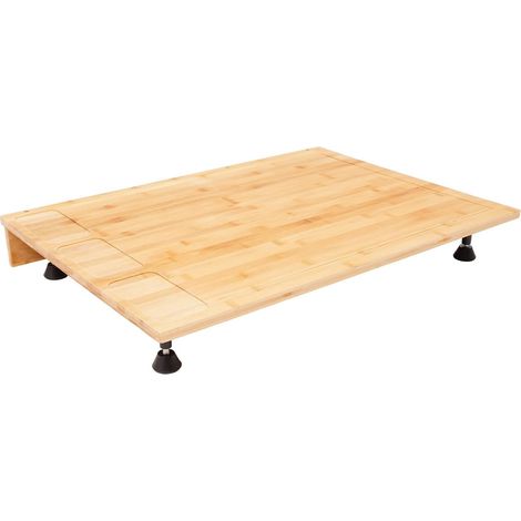 Planche à découper en bambou - 75 x 54 x 10 cm - Couvre-cuisinière Multifonction, Plan de travail de cuisine avec rainures et pieds amovibles - Plaque de cuisson rectangulaire comme planche à découper (1/5)