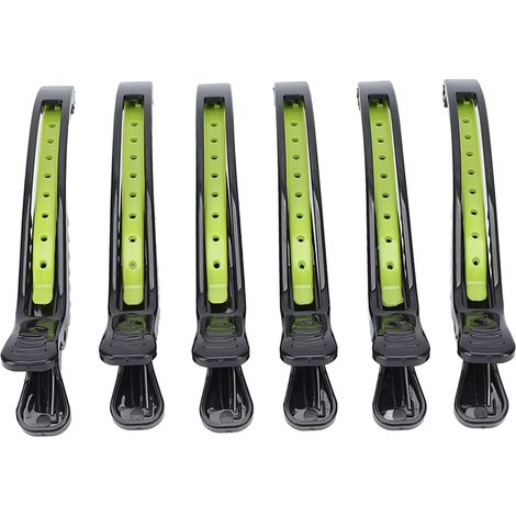 Lot de 6 Pinces à Cheveux Professionnelles, Coffret de Sectionnage pour Salon & Domicile, Outil de Coiffure pour Coupe (Noir & Vert) (1/5)
