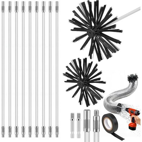 Chimney Brush Kit, Stove Pipe Brush 150mm Diameter 9 Bars 410mm (1/5)