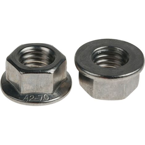 Ecrou hexagonal à collerette de diamètre 26mm, M12, Acier Inoxydable A2 304 ( Prix pour Sachet de 25 )