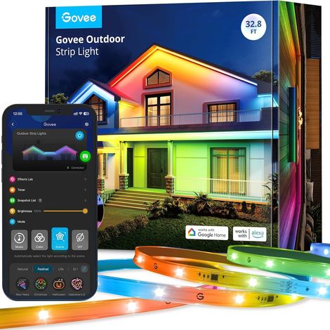 LED Strip 10M Outdoor IP65 Waterproof, RGB Strip Multicolor APP Control, Outdoor Lights for Eaves Balcony Garden Pool (1/5)