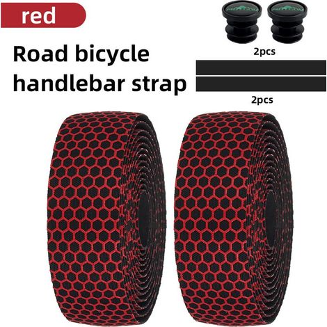 Kit de guidoline Hex Bike - 2 rouleaux - Antidérapant et absorbant les chocs - 2 m - Pour vélo de route, VTT et cyclisme sur route - Rouge - Auto-adhésif et respirant (1/5)