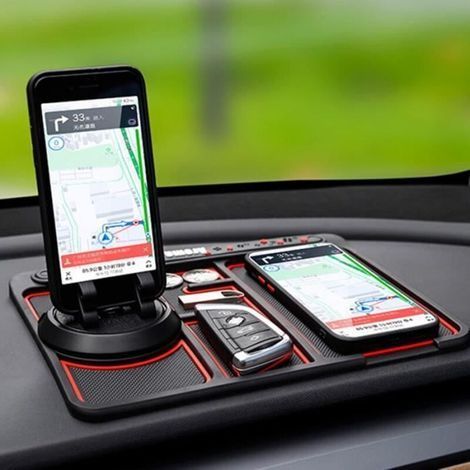 A - Multifunktionale, rutschfeste Armaturenbrettmatte mit Halterung für Handy und digitale Discs (1/4)