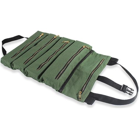 Sac à outils enroulable PENGGONG, sac zippé à 5 poches, organisateur d'outils en toile, pochette à outils portable enroulable, sac à outils, sac de travail, sac fourre-tout utilitaire à fermeture écla (1/3)
