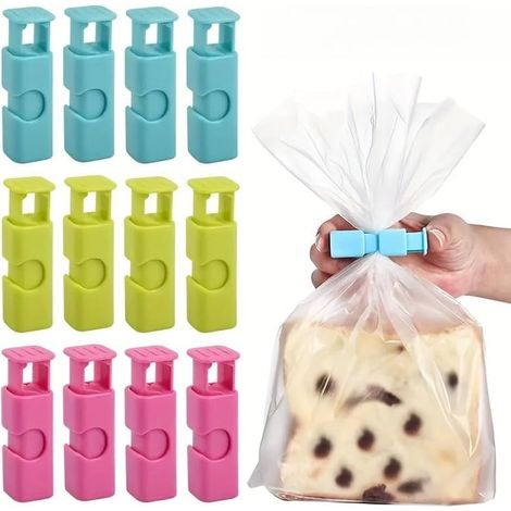 Packung mit 12 federbelasteten Beutelclips – Wiederverwendbare Kunststoffverschlussclips für Küchen- und Gemüseaufbewahrungsbeutel (1/5)