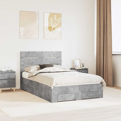 Estructura de cama con cajón Gris Concreto 135 x 190 cm