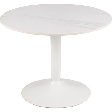 Mesa de centro Norsica 742, Mármol blanco, 45x0x0cm, Diámetro: 60, Cerámica, Redonda