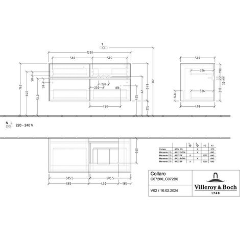 Villeroy & Boch C072B0VN WTUS Collaro C072B0 1200x548x500mm m.