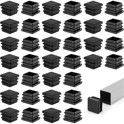 Square plug. Square plugs for chairs. Black non-slip plastic plugs for pipes, pads for pipe inserts. For table and chair legs, furniture, protection. (1/5)