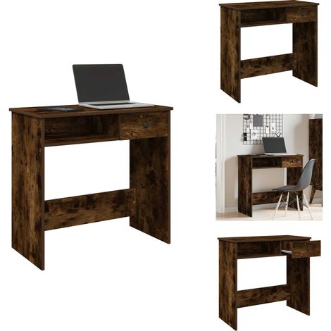 Bureau chêne fumé 80x40x75 cm bois d'ingénierie - Bureau - Bureaux - Bureau D'ordinateur - Bureau D'étude (1/5)
