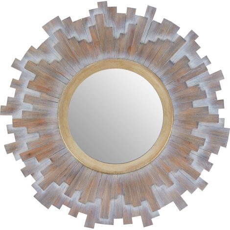 Premier Housewares Sunburst Multilevel Wooden Wall Mirror (1/5)