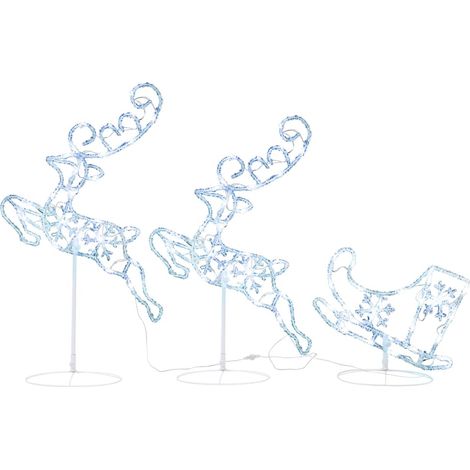 Decorazione Slitta Renne in Acrilico 260x21x87cm Bianco Freddo vidaXL
