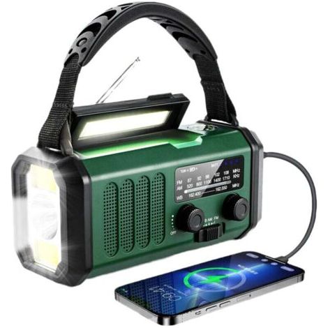 20000mAh Notfallradio – NOAA/AM/FM-Radio mit Handkurbel und Solarbetrieb – USB-Ladefunktion für Mobiltelefone – SOS-Alarm – LED-Leseleuchte und Taschenlampe – für den Notfall