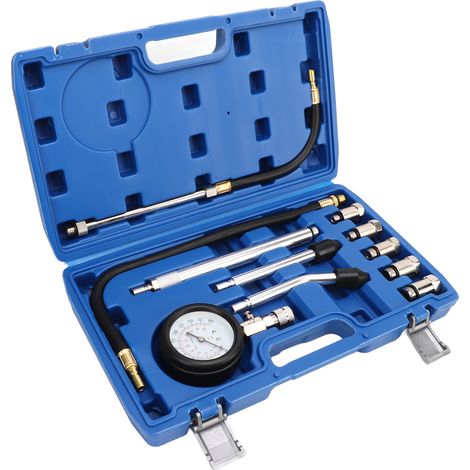 17-teiliges Zylinderkompressionsprüfset 0–300 PSI, universelle Zylinderdruckmessung, digitales Manometer