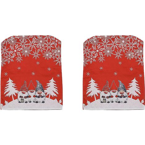 Set mit 2 dehnbaren und waschbaren Stuhlhussen für Weihnachten – Weihnachtsdekoration für Esszimmer oder Zuhause – Rot