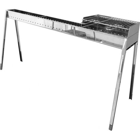 Barbecue à charbon pour brochettes Lisa Milano Grill 100+40 en acier inoxydable - Con kit paratia + griglia (1/3)