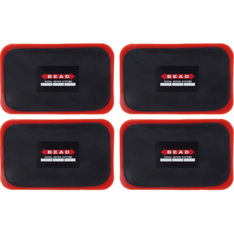 Lot de 10 rustines rectangulaires épaisses en caoutchouc (80 x 130 mm) avec adhésif puissant pour réparer les chambres à air de pneus de motos, vélos et voitures. (1/5)