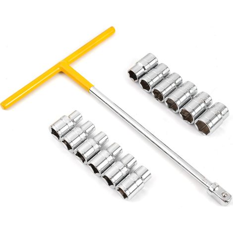 Set di 13 chiavi a bussola metriche da 1/2", con impugnatura a T, per riparazioni auto/domestiche