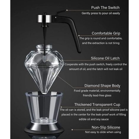 Distributeur de miel et d'huile en verre - Capacité de 200ML- Résistant pour le miel, le sirop, l'huile et le vinaigre (1/4)