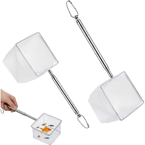 2 Pcs Fish Tank Fish Net, Large and Small Size (8cm and 6.5cm) White Nylon Fish Net Fish Tank Maintenance Cleaning Fish Tank (1/5)