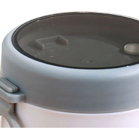 Isolierbecher mit großem Fassungsvermögen aus Edelstahl 304 mit Deckel und Löffel, ideal für Studenten und Büroangestellte, um Porridge unterwegs zu genießen, eisweiß (1/5)
