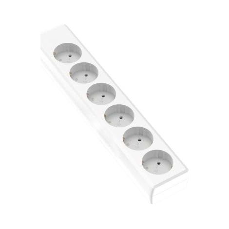 Multiprise 6 Prises de Couleur Blanche, sans câble, idéale pour connecter Plusieurs appareils électriques de manière sûre et ordonnée