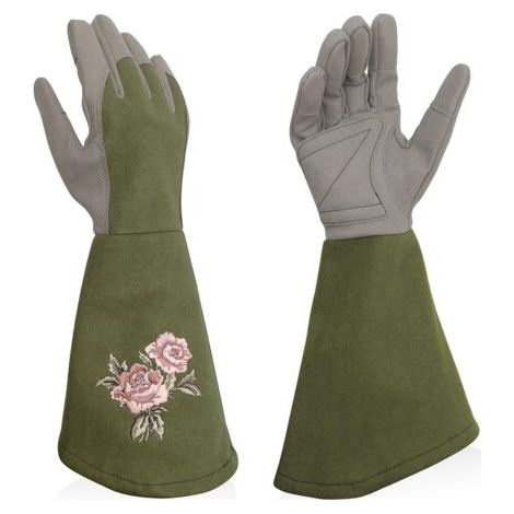 BUNTHAUS Gants de taille de rosiers, résistants aux épines, en tissu Oxford, à manchette longue, verts (1/5)