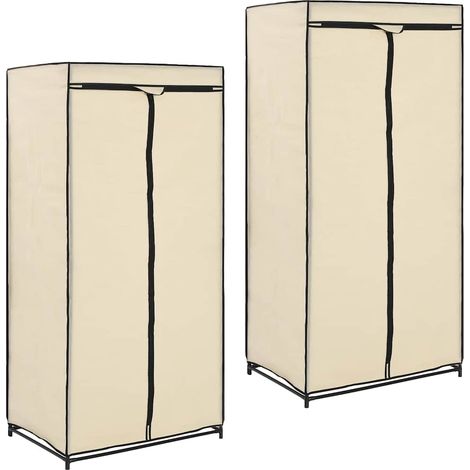Kleiderschränke 2 Stk. Creme 75×50×160 cm