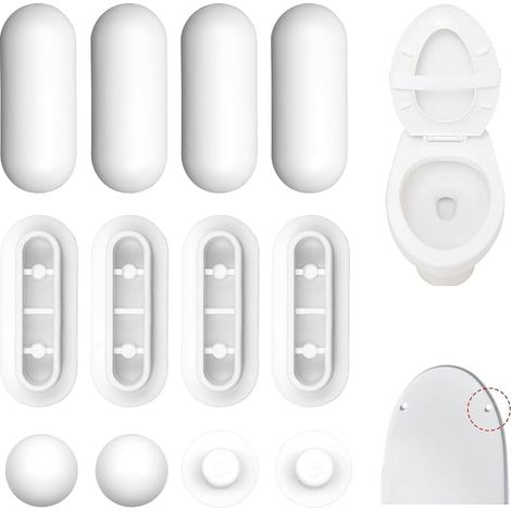 12 Pieces Toilet Seat Buffer, Universal Shock Absorber for Toilet Seat and Lid, Noise Reduction, for Home, Office and Hotel (White) (1/5)