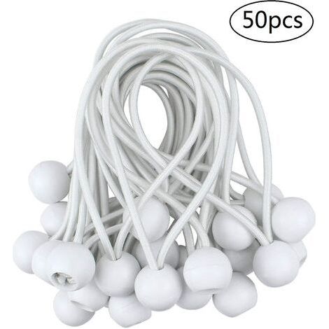 50 Pcs Tendeur à Boule Élastique, Tendeur de Bâche pour Pavillon, Camping, Tente Cordons, Rideaux Harnais d’Extension, 10cm (1/3)