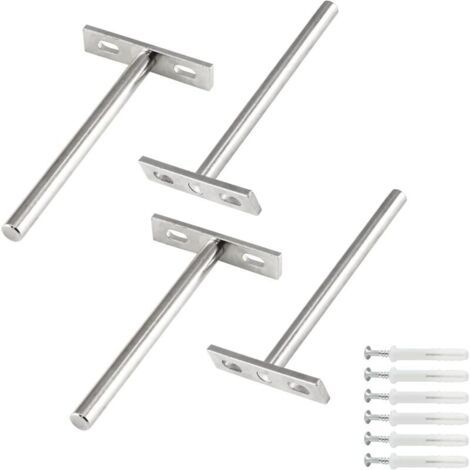 Lot de 4 supports d'étagère flottants de 3 pouces, supports cachés pour étagères flottantes en bois - Vis et chevilles incluses-Étagère murale (1/5)