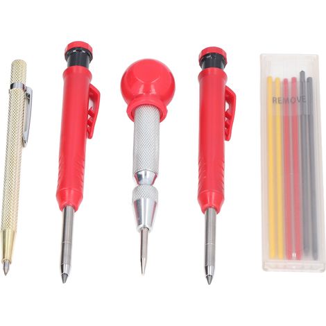 Kit de 10 Marqueurs de Menuisier avec Crayon à Mine et Recharges Multicolores pour Marquage Bois