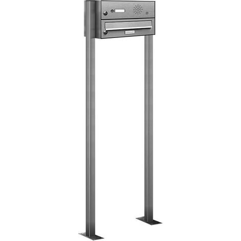 1er Edelstahl Standbriefkasten Anlage mit Klingel und Sprechgitter (1/5)