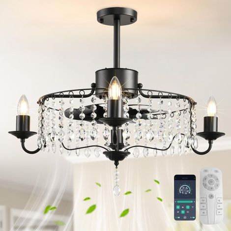 50-cm-Deckenventilator – Leise und reversibel – Fernbedienung – 6 Geschwindigkeitsstufen – Dimmbares Licht – Flügel aus K9-Kristall (1/5)