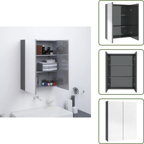The Living Store Bad-Spiegelschrank 60x15x75 cm MDF Glänzendes Grau - Spiegel Schrank (1/5)
