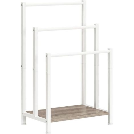 Porte-serviettes à 3 barres, étagère de rangement pour salle de bain, 43 x 28 x 81 cm, blanc (1/5)