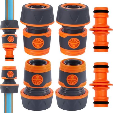 4-teiliges Schlauchverbinder-Set, 19 mm (3/4") Schlauchanschluss, Schnellschlauchverlängerung, mit Zubehör, für Schlauchverbindungen, geeignet für Garten- und Autowäsche A - (1/5)