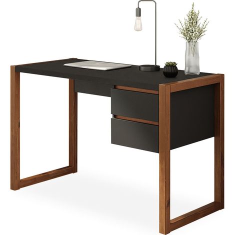 Bureau droit BELINDA Noir/Châtaignier (1/5)