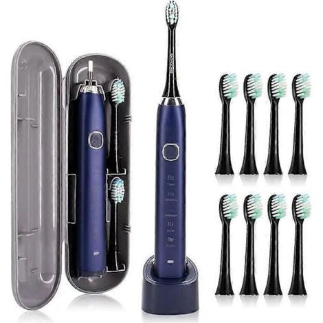 Brosse à dents électrique sonique portable étanche IPX7 Sarmocare S100 avec 8 têtes de brosse violettes (1/4)