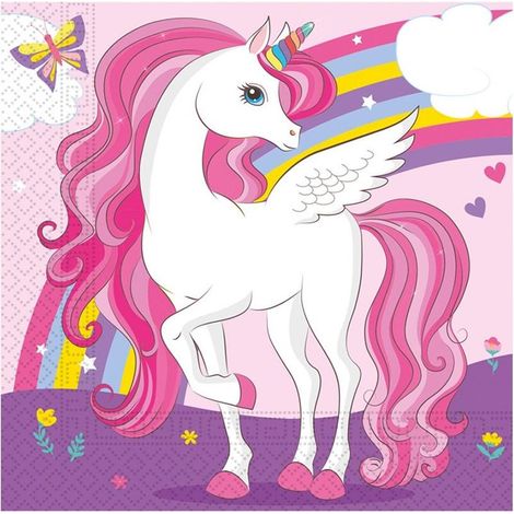 Einhorn-Regenbogen-Papierservietten, 20 Stück