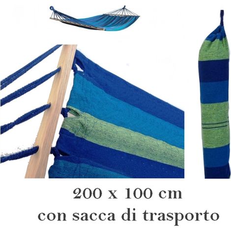 Amaca/Dondolo in tessuto con sacca 200x100cm Riposina Mare Blu - A49