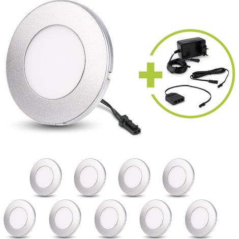 LED Spot rund 2.6W 12V 120lm IP20 Ø75x6mm Ausschnitt Ø55mm - Lichtfarbe: Warmweiß 3000K - Anzahl: 10x (1/5)