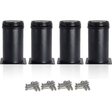 Pieds de meuble 4 pieds noirs réglables hauteur 80 mm, pieds épais pour meubles et tables (1/5)