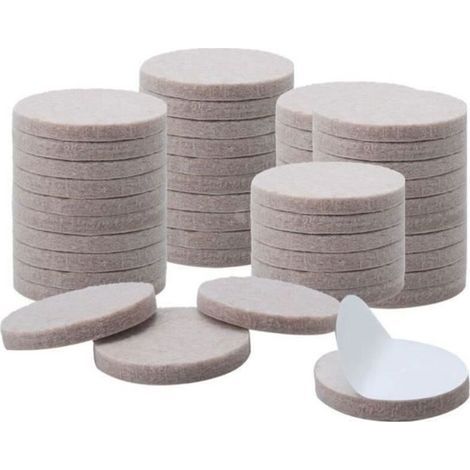 Patin Feutre rond pour 32mm Diamètre pied Auto-adhésif Anti-rayures Protecteur Meubles Chaise Beige 50Pcs (1/4)