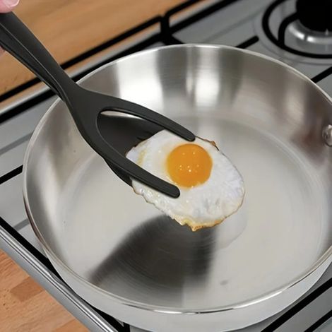 Beyamis Spatule œufs 2en1 silicone - Antiadhésive crêpes noir