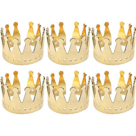 Lot de 6 attaches-serviettes dorées en forme de couronne (dorées)-4.50X4.50X3.00CM-Golden