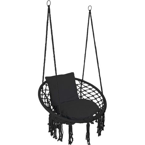 Silla colgante Stork's Nest con cojines negros (1/5)